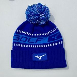 MIZUNO TOUR KNIT POM GOLF HAT BLUE STAFF NWT